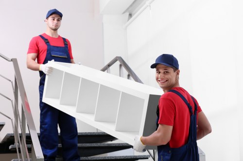 Professional office removals team transporting desks and equipment in West Wickham