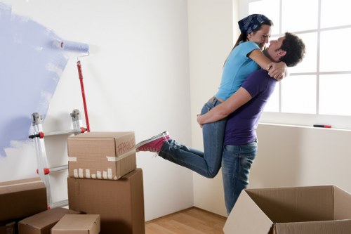 Packed boxes and furniture prepared for a West Wickham house move