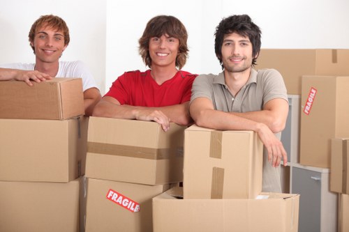 Trained movers handling boxes and furniture with care