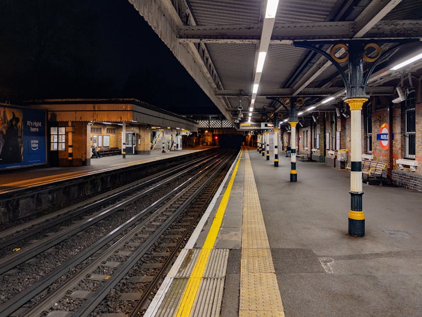 An outdoor view of Concord West station platform with a red and white sign displaying 'Concord West'. The platform has a bench with a metal frame and wooden slats, positioned centrally in the image. Behind the bench, there is a partial view of a short metal structure, possibly for shelter or signage. The platform is bordered by concrete edges and supported by concrete columns, with metal overhead beams and roofing providing shelter. To the left, a small electrical box and a trash receptacle are visible next to the platform’s edge. In the background, trees with green and brown foliage are visible, along with rooftops of nearby residential buildings and distant high-rise office or apartment towers under a clear blue sky. This setting captures the typical busy environment of a suburban train station, suitable for house removals involving furniture transport and packing during home relocation processes, with the presence of the station platform, signage, and urban surroundings supporting logistical travel and transit for moving services provided by Man with Van West Wickham.